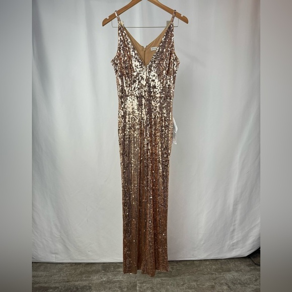 NWT Dress The Population Charlie Sequin Jumpsuit in Soft Gold Multi Size Medium - Picture 6 of 12
